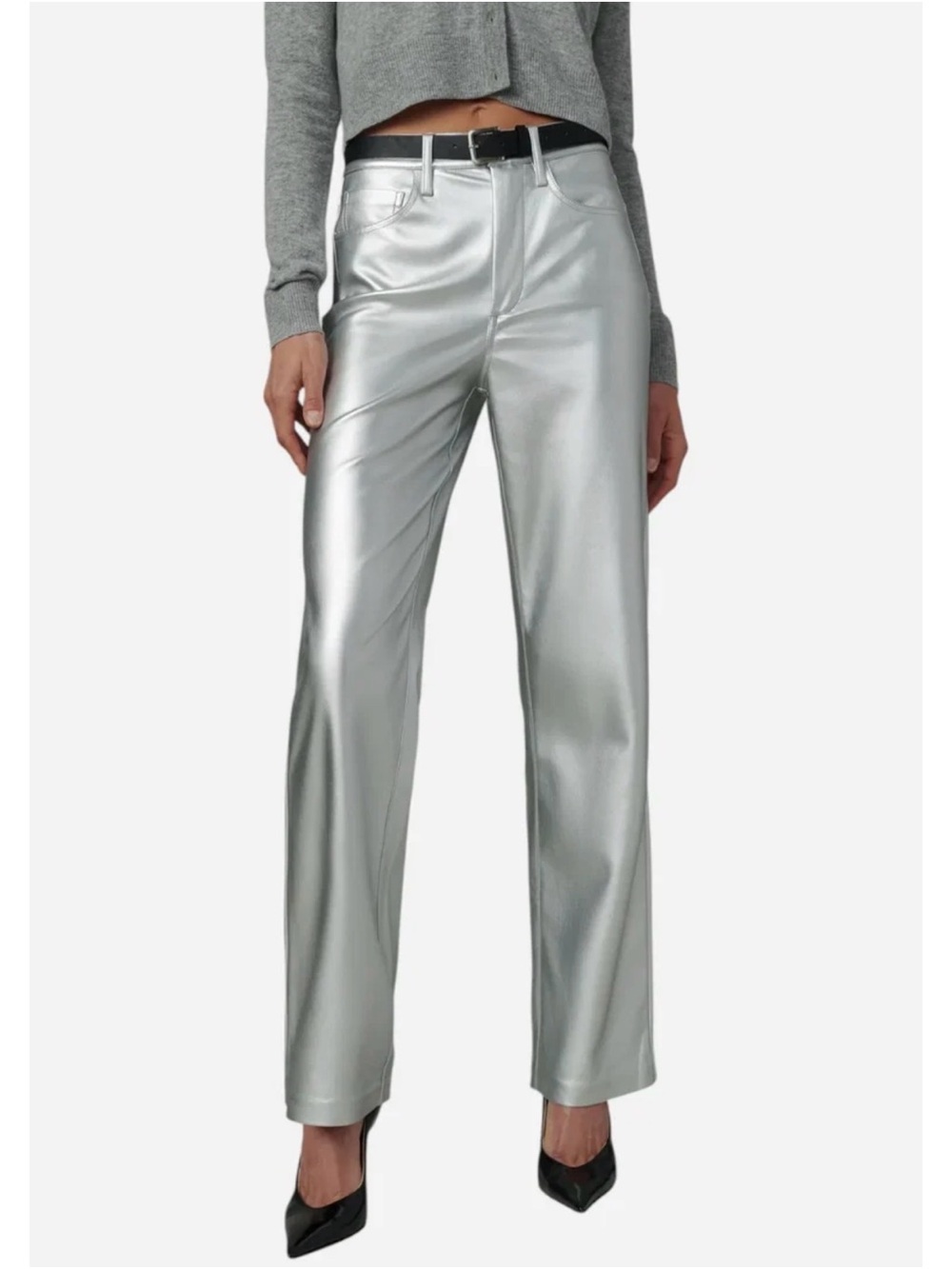 Joe's Jeans The Margot Vegan Leather in Plated Silver